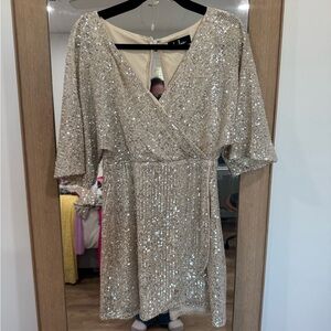 Lulu's Sparkling Silver Sequin Mini Dress